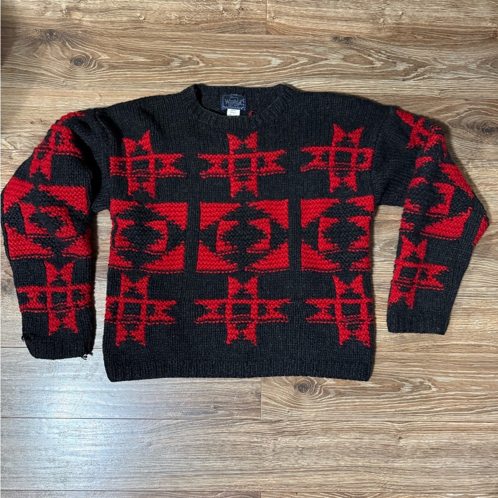 Vintage Woolrich Black and Red Crewneck Sweater